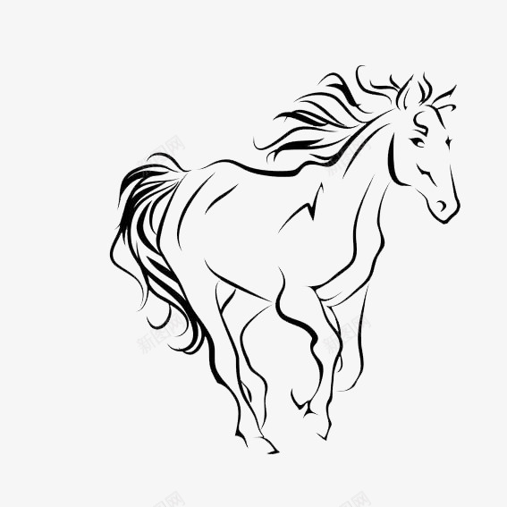 手绘马线条图标png_88icon https://88icon.com 图案 手绘 线条 马