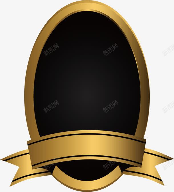 椭圆形金色徽章png免抠素材_88icon https://88icon.com 椭圆形 矢量素材 金箔纸 金色边框 黑金