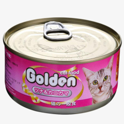 猫罐头粉红色猫咪食用猫罐头高清图片