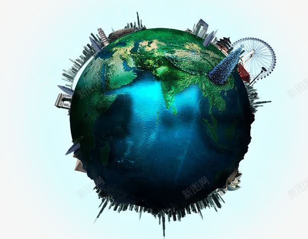 地球psd免抠素材_88icon https://88icon.com 低碳生活 公益广告 圆点 地球 平面气泡 建筑 抽象树叶 抽象氧气 绿色风格设计模板 节能减排