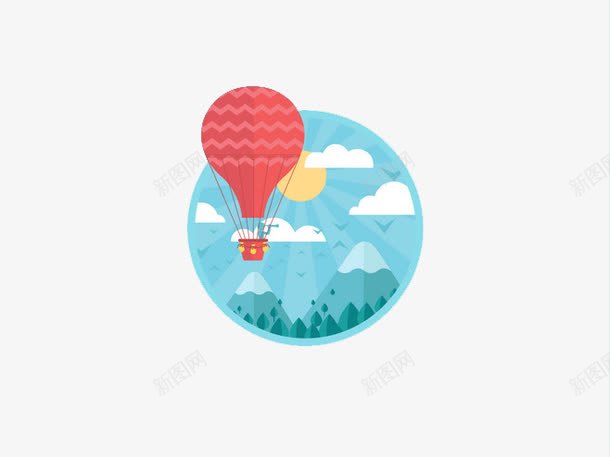 乘着热气球去远方png免抠素材_88icon https://88icon.com 旅游 游玩 热气球