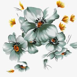 手绘无框画素材复古色花朵图案高清图片