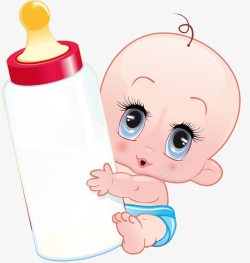 抱着奶瓶的婴儿素材