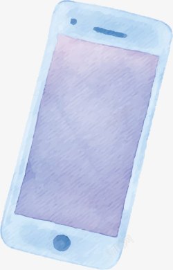 蓝白色水彩手机模型矢量图素材