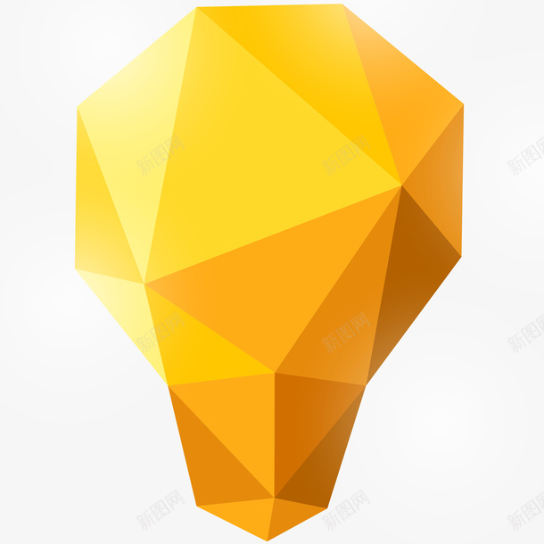 多边形3D立体插画矢量图ai免抠素材_88icon https://88icon.com 三角形 免抠PNG 几何 多边形3D立体插画 渐变 灯泡 黄色 矢量图