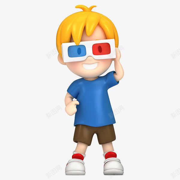 戴着3D眼镜的男孩png免抠素材_88icon https://88icon.com 3D眼镜 C4D 三维 儿童 卡通 可爱 男孩 立体