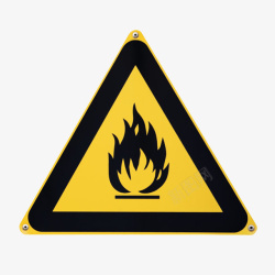 易燃物易燃物品三角形黄色警告牌实物高清图片