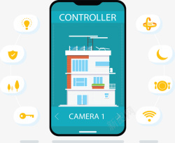 手机端遥控智能家居矢量图素材