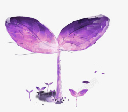 春天梦幻植物发芽紫色素材