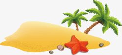 沙滩椰树卡通沙滩海星素材