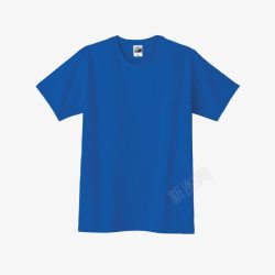 纯色短袖蓝色圆领T恤高清图片