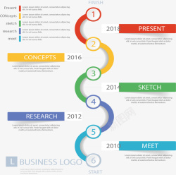 公司里程碑彩色拼接弯道流程图高清图片