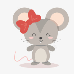 老鼠卡通矢量头戴可爱蝴蝶结的老鼠矢量图高清图片