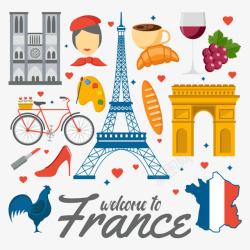 彩色高塔卡通法国元素图标高清图片