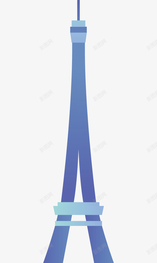蓝色的巴黎铁塔矢量图ai免抠素材_88icon https://88icon.com 几何形状 塔尖 巴黎铁塔 形象 蓝色 矢量图