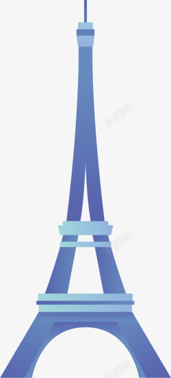 蓝色的巴黎铁塔矢量图素材