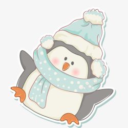 卡通戴着帽子围巾的企鹅素材