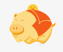 水彩玩具水彩手绘小猪存钱罐高清图片