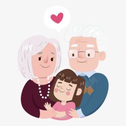 奶奶和孙女手绘幸福家人高清图片