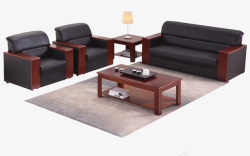 现代沙发背景办公沙发茶几组合高清图片