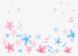 粉蓝色水彩花都花纹矢量图素材