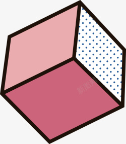 卡通立方体装饰元素时尚几何图形素材