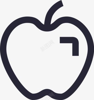 清明食物苹果黑白简笔画图标图标