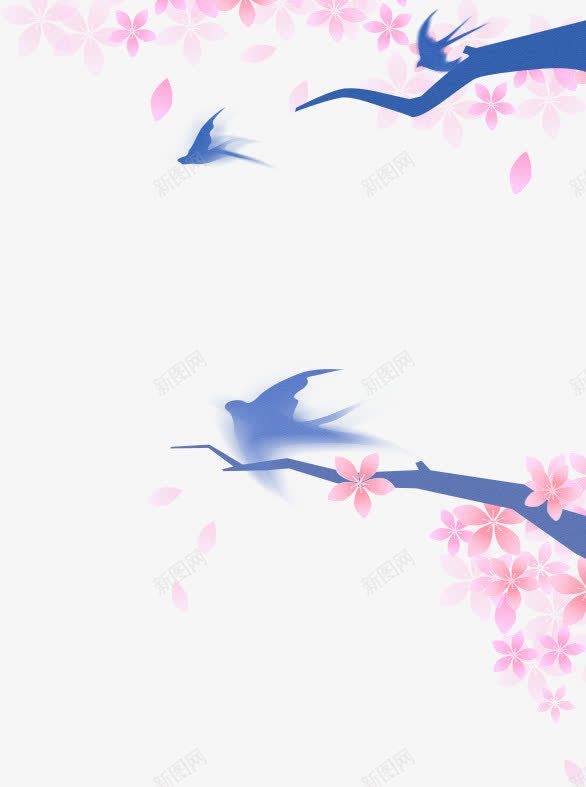 创意水彩手绘燕子回巢花朵png免抠素材_88icon https://88icon.com 创意 水彩 燕子 花朵