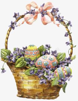 复活节装饰彩绘蛋蝴蝶结高清图片