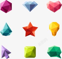 钻石设计矢量图彩色立体多边形高清图片
