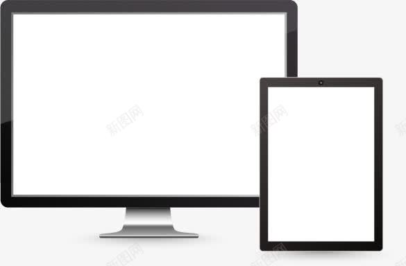 空白台式电脑和平板电脑png免抠素材_88icon https://88icon.com 台式电脑 平板电脑 空白 设计模板