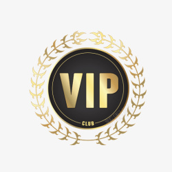 VIP标志素材圆形金色会员俱乐部标志高清图片