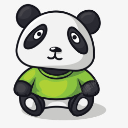 卡通穿绿短袖的熊猫素材