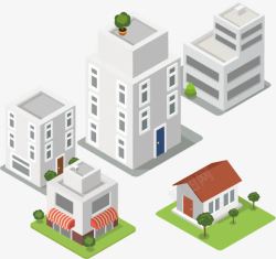 扁平化城市立体房屋模型高清图片