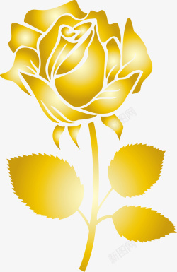 一朵金色的玫瑰花图矢量图素材
