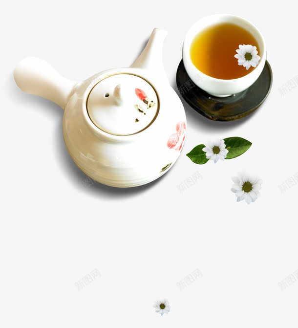 白菊花茶psd免抠素材_88icon https://88icon.com 暖饮 泡茶 淡雅 白色花朵 白花 白菊花 花茶 茶 茶具 茶壶 茶文化 茶杯 茶水茶碗 茶道 菊花图案