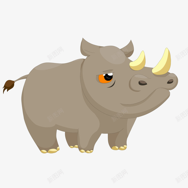 卡通犀牛动物矢量图ai免抠素材_88icon https://88icon.com 动物园 动物设计 卡通 四只脚 森林 灰色 犀牛 矢量图