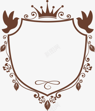 金色边框纹理咖啡皇冠盾牌图标图标