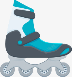 蓝色曲线滑轮轮滑鞋矢量图素材