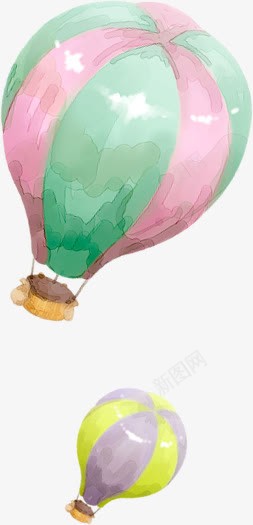 手绘彩色条纹水彩热气球装饰png免抠素材_88icon https://88icon.com 彩色 条纹 水彩 热气球 装饰