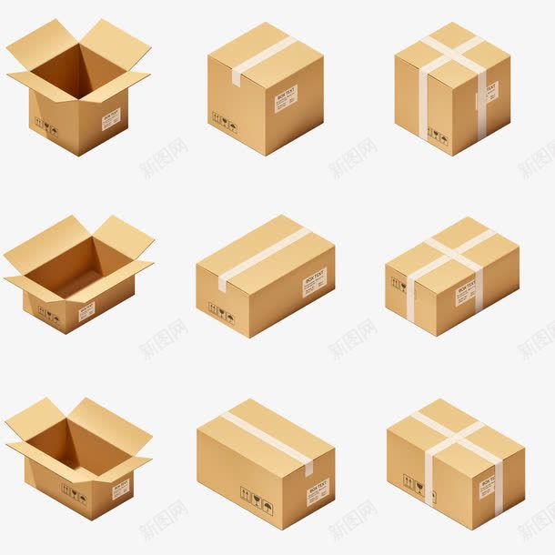 快递盒png免抠素材_88icon https://88icon.com 包装盒 牛皮纸箱子 物流盒 盒子 纸盒子 纸箱子