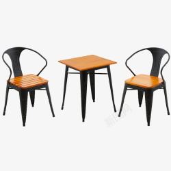 室外椅子美式铁艺实木桌椅高清图片