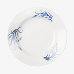 陶瓷纹理白色印着植物图案的碟子陶瓷制品高清图片