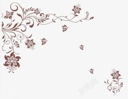 优雅花纹藤蔓花朵对角花纹边框高清图片