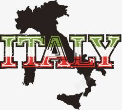 意大利国旗地图素材