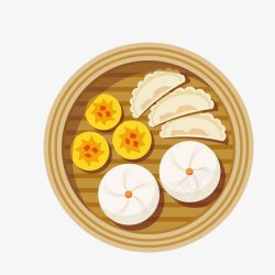 蒸饺包子蒸笼里的美食简图高清图片