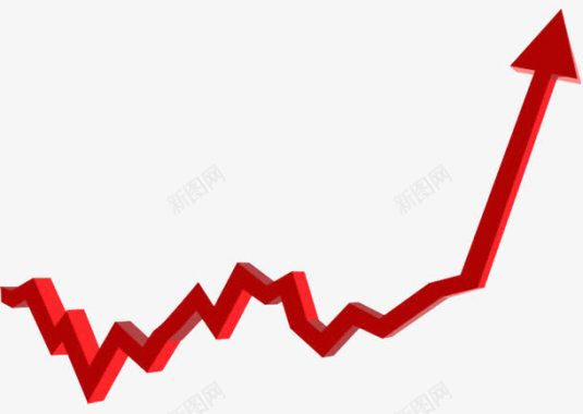 股票指数曲线红色箭头曲线向上PPT图标图标