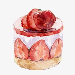 美食水彩画草莓塔手绘画片高清图片