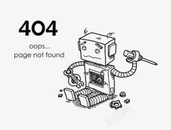 手绘404错误图案素材