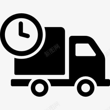 春节旅游送货卡车圆形时钟图标图标